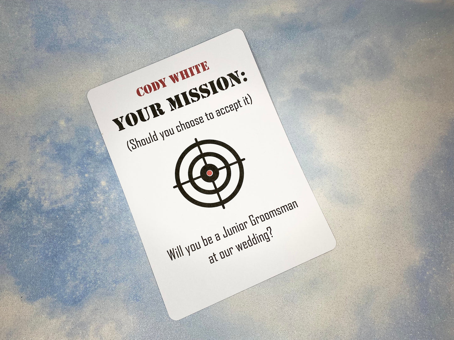 Personalised Junior Groomsman/Best Man/Groomsman Proposal Card, Customisable, Mission | Top Secret | Target