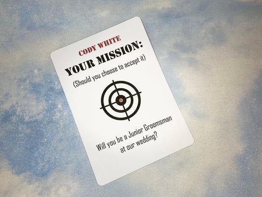 Personalised Junior Groomsman/Best Man/Groomsman Proposal Card, Customisable, Mission | Top Secret | Target