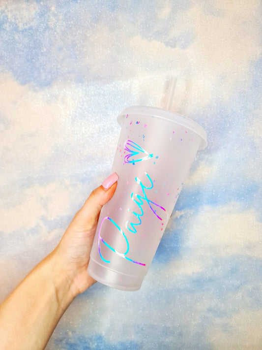 Personalised Confetti 24oz Reusable Cold Cup, Starbucks Style