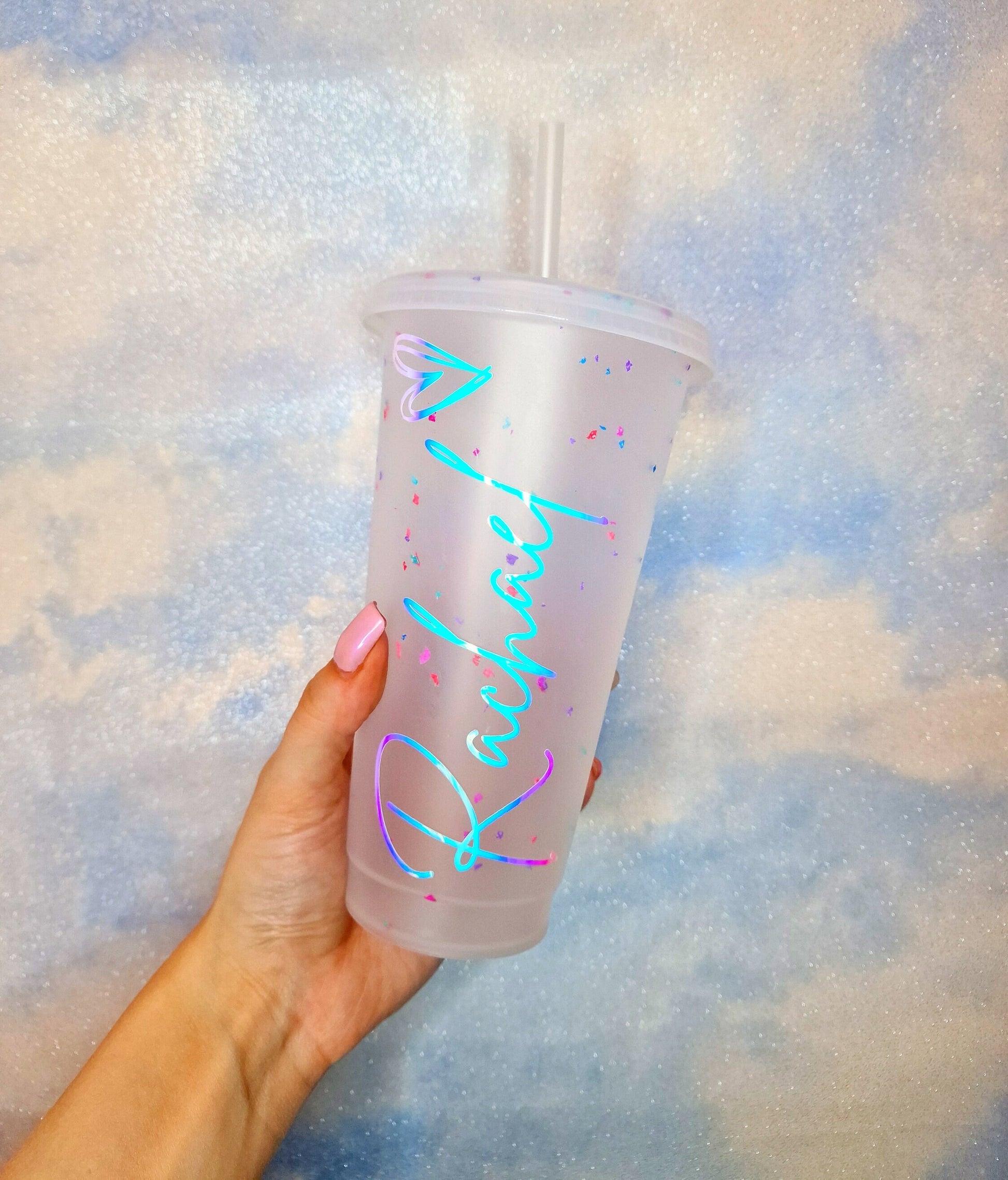 Personalised Confetti 24oz Reusable Cold Cup, Starbucks Style