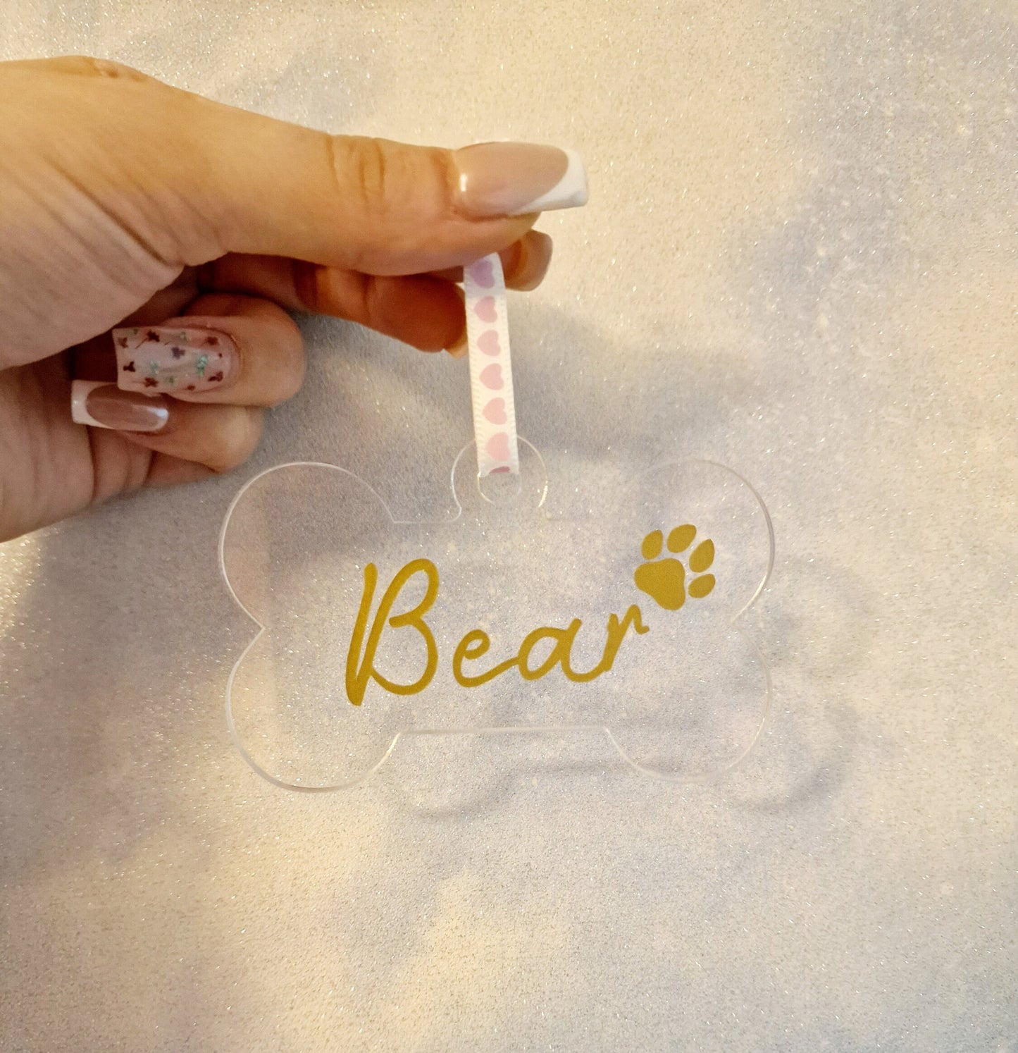 Personalised Dog Acrylic Bone Christmas Tree Ornament