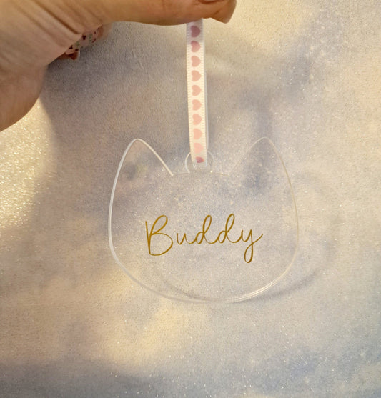 Personalised Cat Acrylic Christmas Tree Ornament