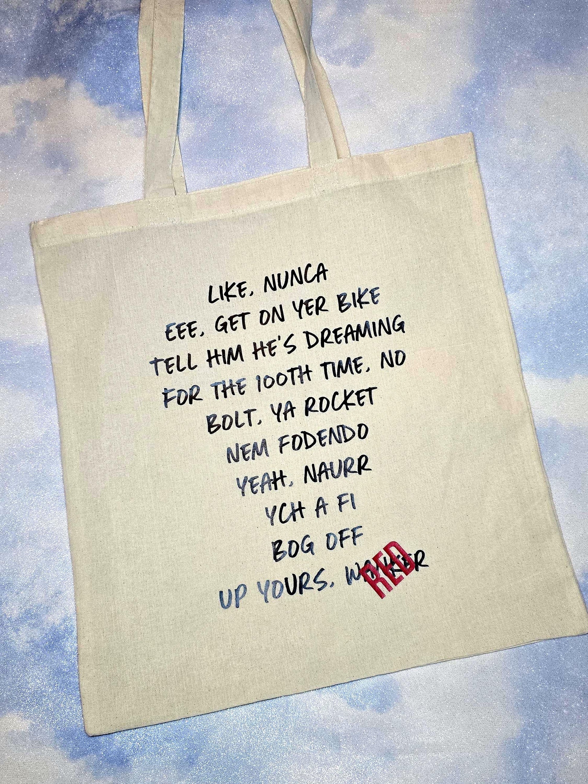 We Are Never Getting Back Together Kam Quotes Tote Bag | Taylor Swift | Eras Tours | Like Ever