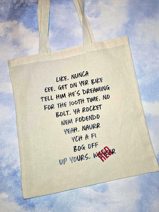 We Are Never Getting Back Together Kam Quotes Tote Bag | Taylor Swift | Eras Tours | Like Ever