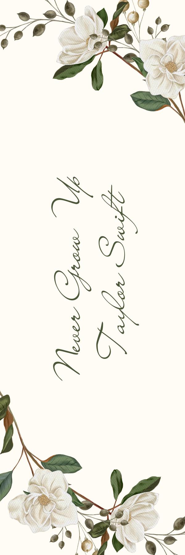 Never Grow Up Inspired Bookmark | Eras | Speak Now